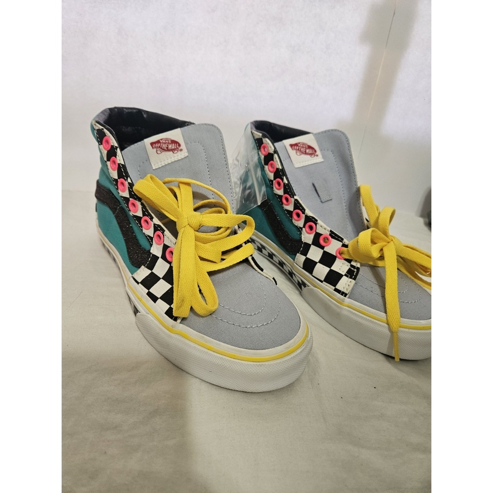 VANS Sk8-HiMulticolor Checkerboard High Top Canvas Lace-Up Sneakers Rubber Size7